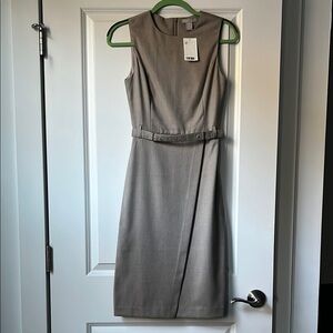 H&M Tan Asymmetrical Wrap Midi Dress